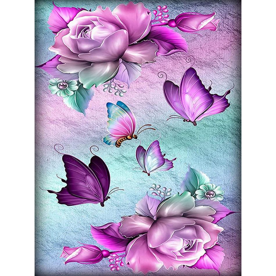 Art Craft Decoration Ideas - RUOPOTY Purple Flowers Diamond Painting Kit