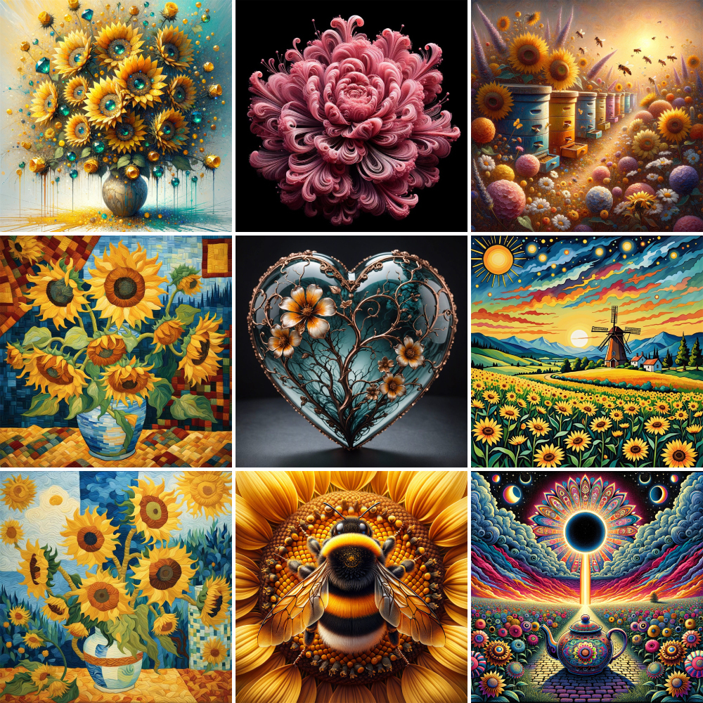 Art Craft Decoration Ideas - Flowers Sunflower Bee Paint By Numbers