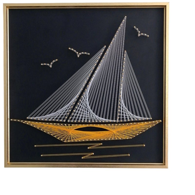 Art Craft Decoration Ideas - Nail String Art, Sailing Theme DIY
