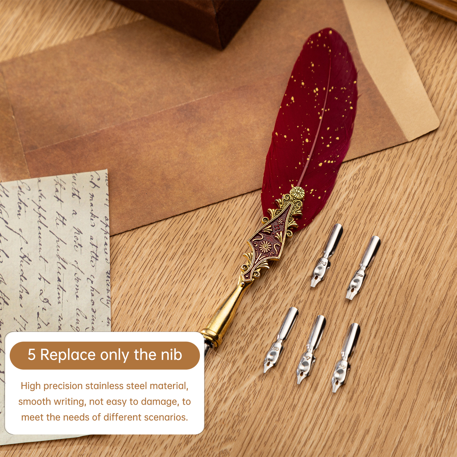 Calligraphy Pen Set - Retro Feather Dip Pen Set Vintage