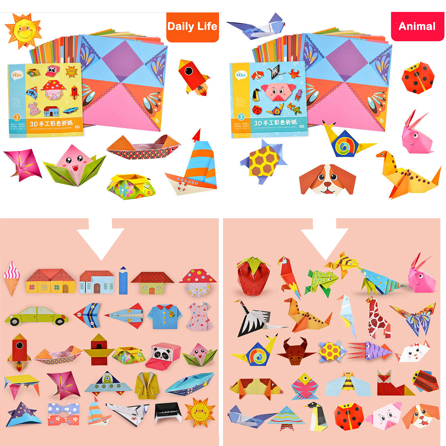 Art And Craft For Nursery - 54Sheets Origami Folding Paper for Kids