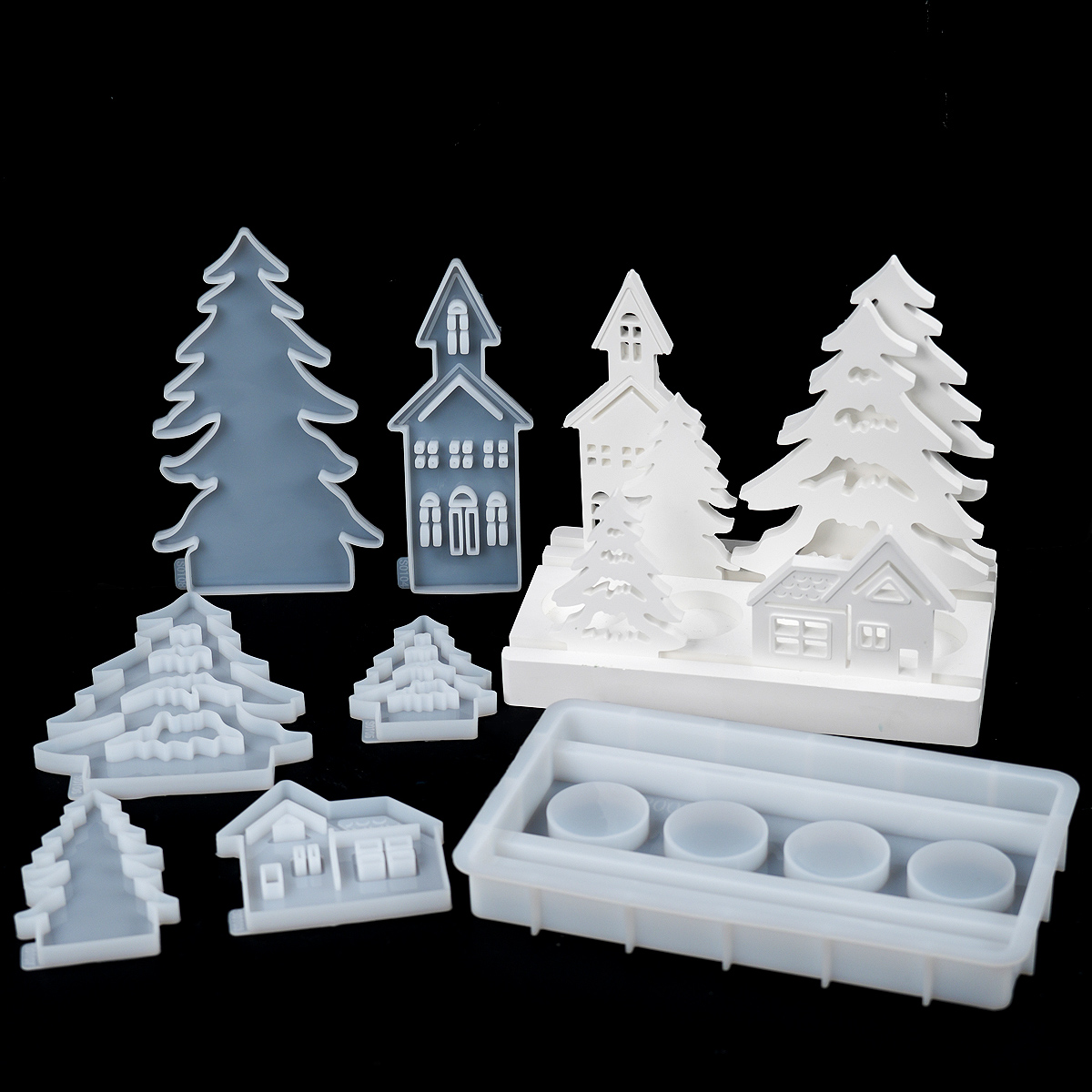 Art And Craft Xmas Tree - Xmas Ornament Candle Holder Silicone Mold