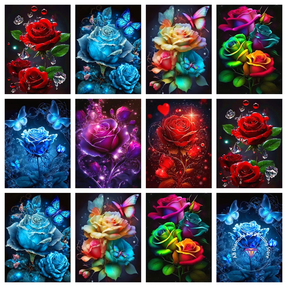 Art Craft Rose - Rose Butterfly AB Diamond Painting Kit