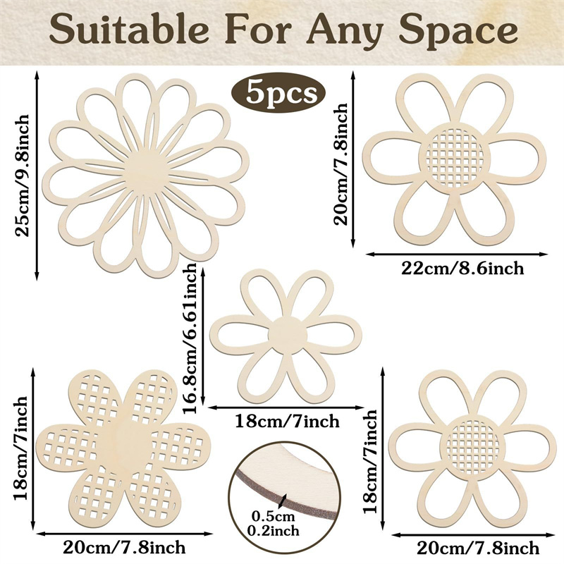 5pcs Wooden Flower Wall Decor  – обзор и цена Art And Craft For Nursery
