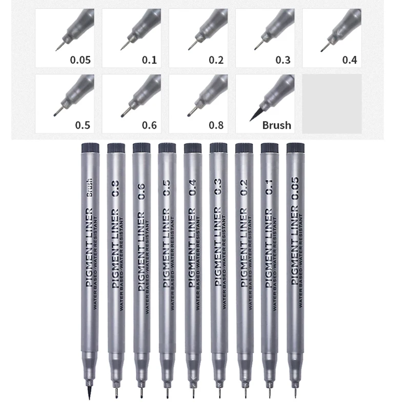 9Pcs/set Pigment Liner Micron  – обзор и цена Calligraphy Pen Set