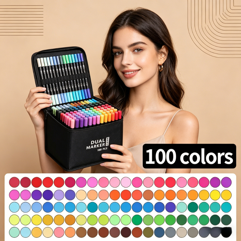 100 Colors Dual Tip Watercolor – обзор и цена Calligraphy Pen Set