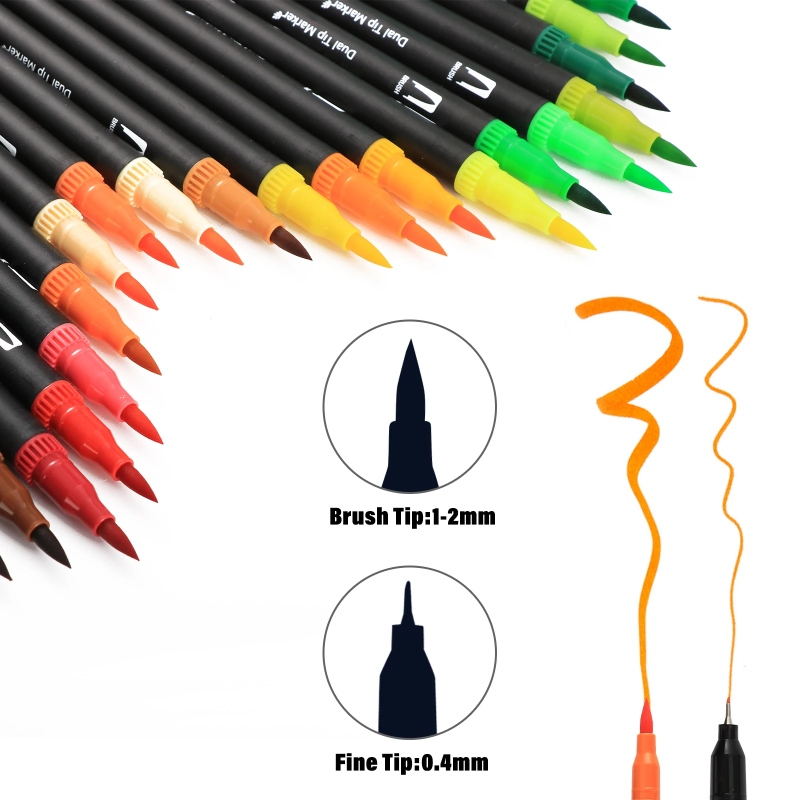 100 Colors Dual Tip Watercolor – обзор и цена Calligraphy Pen Set